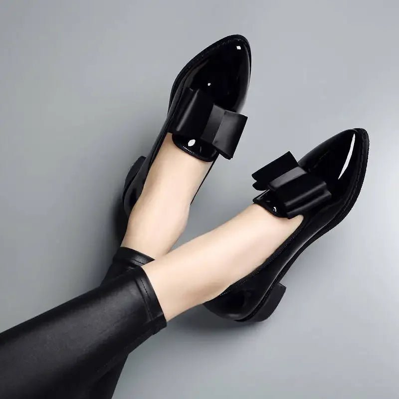 Pointed Toe Women Flats Shoes Bow Women Shoes Patent Leather Casual Single Summer Ballerina Women Shallow Mouth Shoes - Xlam