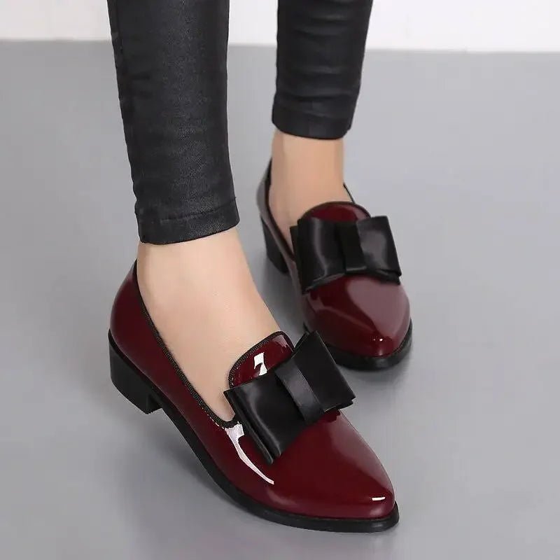 Pointed Toe Women Flats Shoes Bow Women Shoes Patent Leather Casual Single Summer Ballerina Women Shallow Mouth Shoes - Xlam