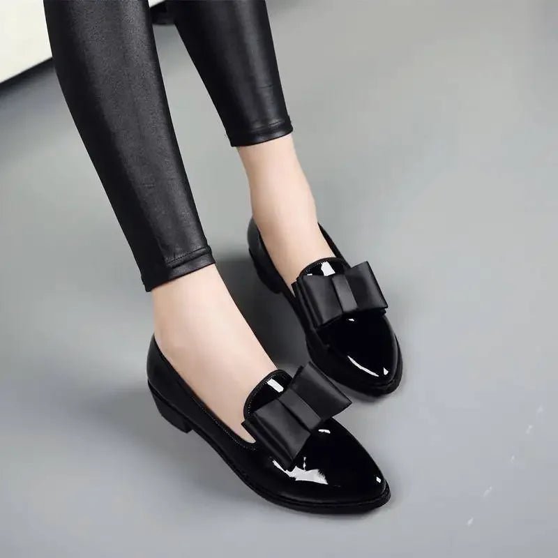 Pointed Toe Women Flats Shoes Bow Women Shoes Patent Leather Casual Single Summer Ballerina Women Shallow Mouth Shoes - Xlam