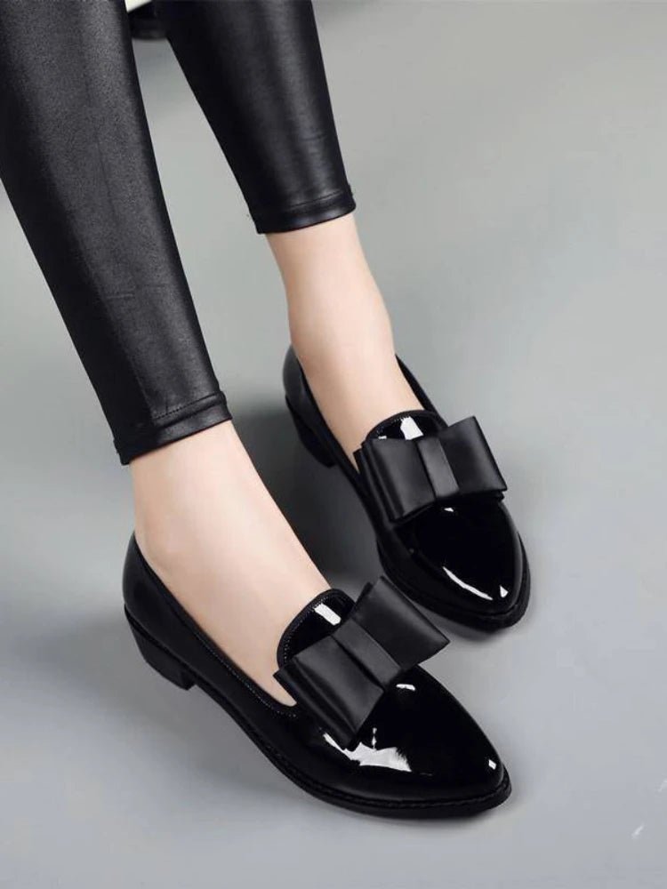 Pointed Toe Women Flats Shoes Bow Women Shoes Patent Leather Casual Single Summer Ballerina Women Shallow Mouth Shoes - Xlam