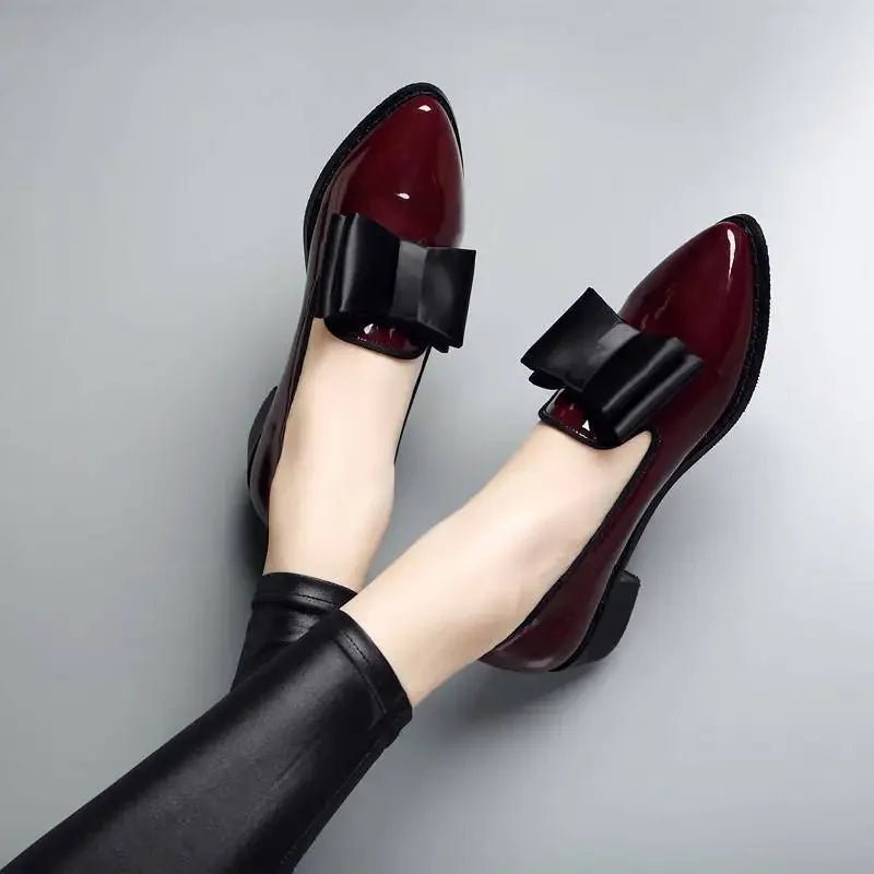 Pointed Toe Women Flats Shoes Bow Women Shoes Patent Leather Casual Single Summer Ballerina Women Shallow Mouth Shoes - Xlam