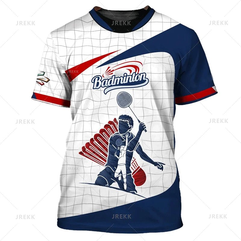 Summer Vintage 3D Sports Badminton Printing T Shirt Fitness Lovers Graphic Short Sleeves Gym Fashion Streetwear T-shirts Clothes - Xlam