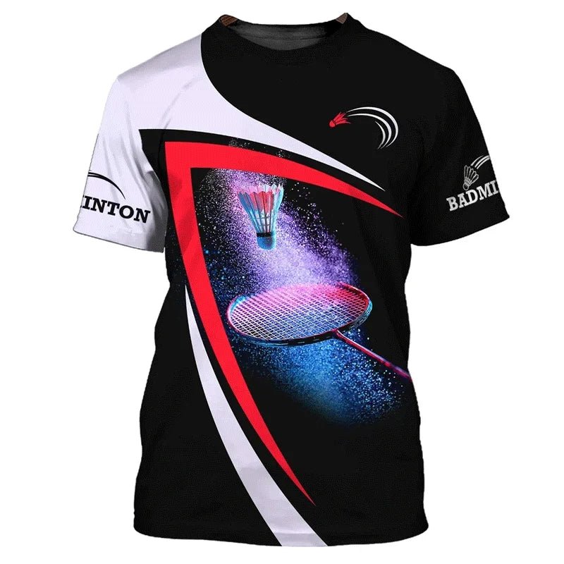 Summer Vintage 3D Sports Badminton Printing T Shirt Fitness Lovers Graphic Short Sleeves Gym Fashion Streetwear T-shirts Clothes - Xlam