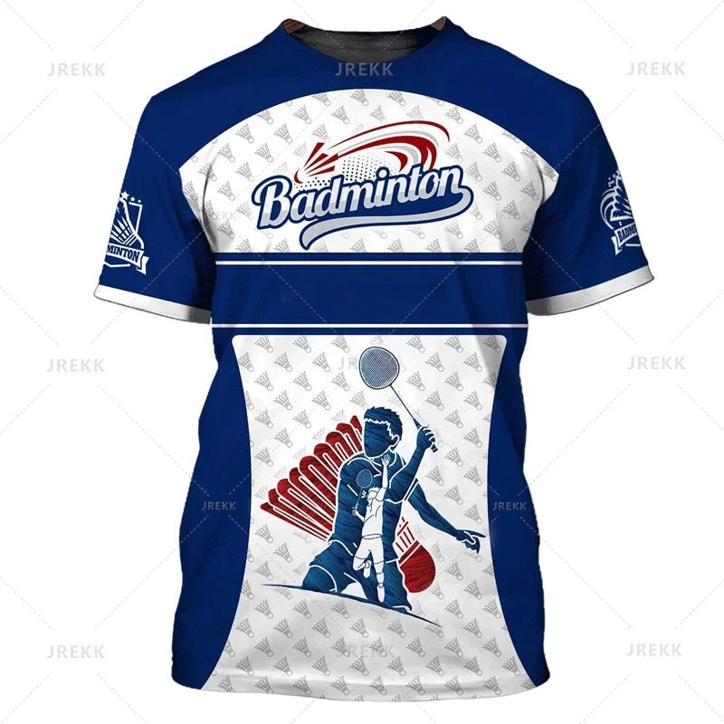 Summer Vintage 3D Sports Badminton Printing T Shirt Fitness Lovers Graphic Short Sleeves Gym Fashion Streetwear T-shirts Clothes - Xlam