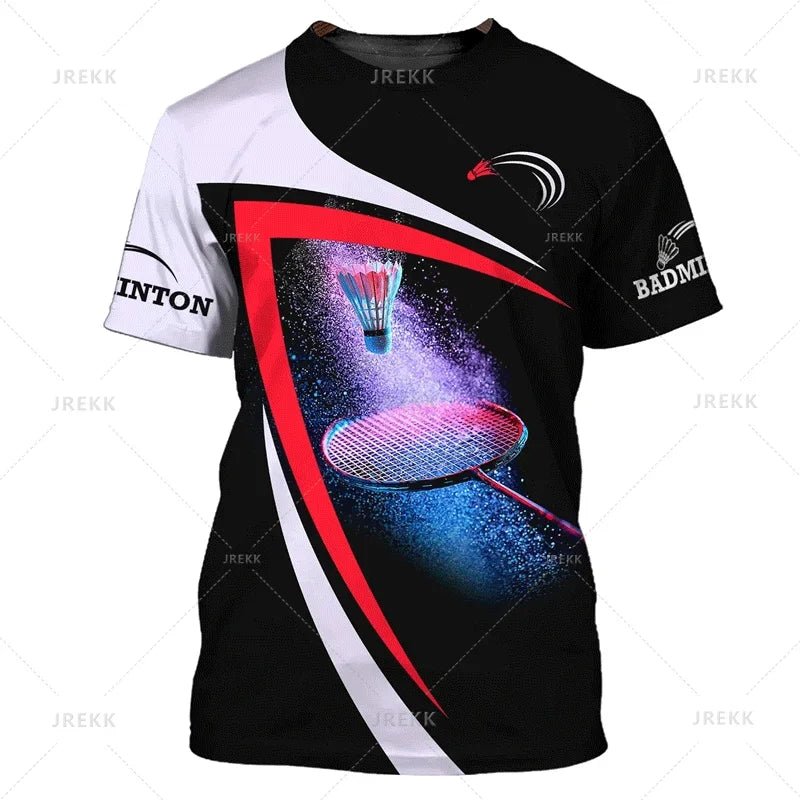 Summer Vintage 3D Sports Badminton Printing T Shirt Fitness Lovers Graphic Short Sleeves Gym Fashion Streetwear T-shirts Clothes - Xlam