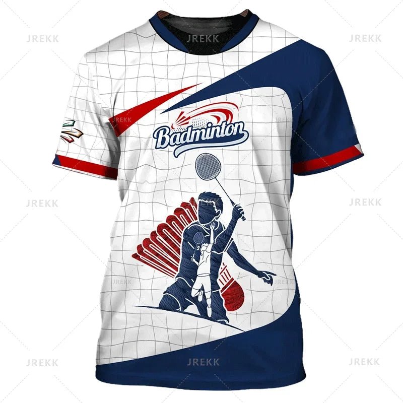 Summer Vintage 3D Sports Badminton Printing T Shirt Fitness Lovers Graphic Short Sleeves Gym Fashion Streetwear T-shirts Clothes - Xlam