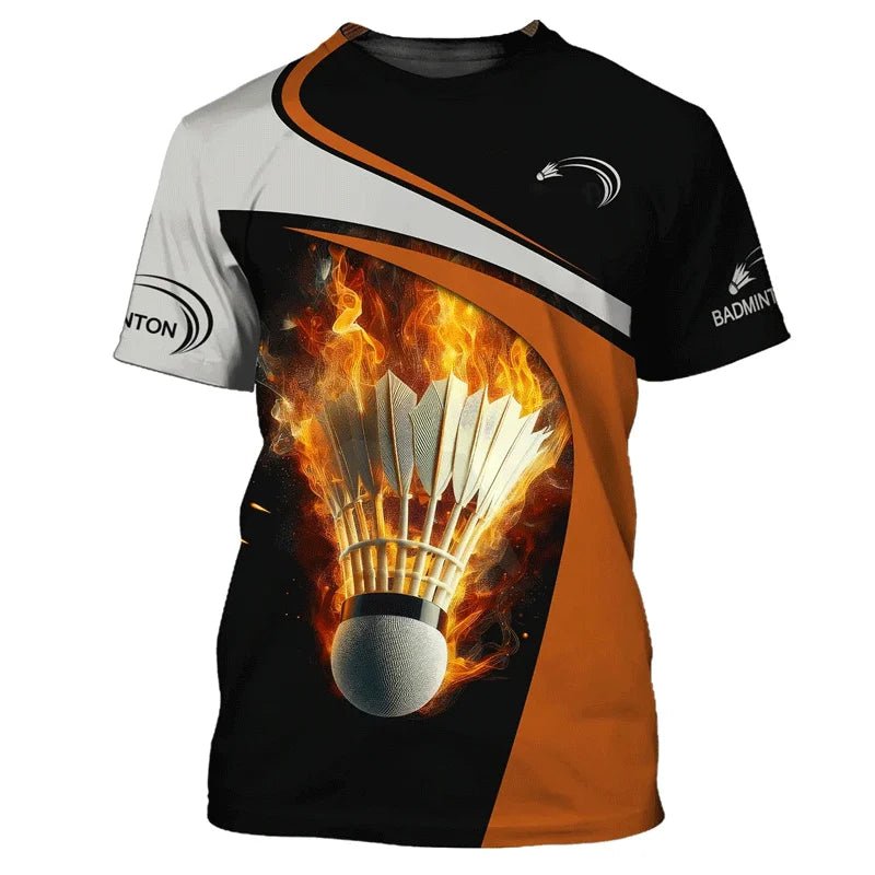 Summer Vintage 3D Sports Badminton Printing T Shirt Fitness Lovers Graphic Short Sleeves Gym Fashion Streetwear T-shirts Clothes - Xlam