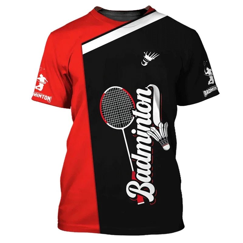 Summer Vintage 3D Sports Badminton Printing T Shirt Fitness Lovers Graphic Short Sleeves Gym Fashion Streetwear T-shirts Clothes - Xlam