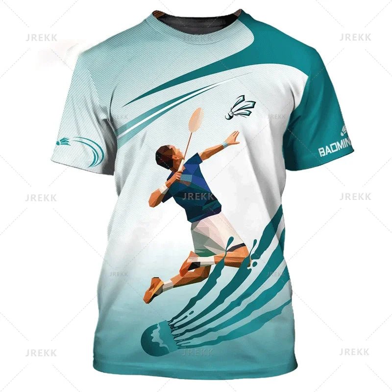 Summer Vintage 3D Sports Badminton Printing T Shirt Fitness Lovers Graphic Short Sleeves Gym Fashion Streetwear T-shirts Clothes - Xlam