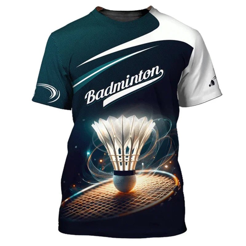 Summer Vintage 3D Sports Badminton Printing T Shirt Fitness Lovers Graphic Short Sleeves Gym Fashion Streetwear T-shirts Clothes - Xlam