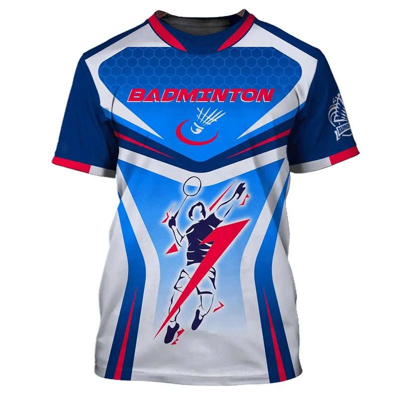 Summer Vintage 3D Sports Badminton Printing T Shirt Fitness Lovers Graphic Short Sleeves Gym Fashion Streetwear T-shirts Clothes - Xlam