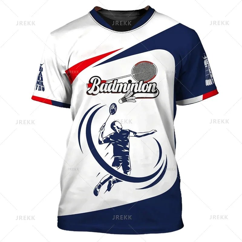 Summer Vintage 3D Sports Badminton Printing T Shirt Fitness Lovers Graphic Short Sleeves Gym Fashion Streetwear T-shirts Clothes - Xlam
