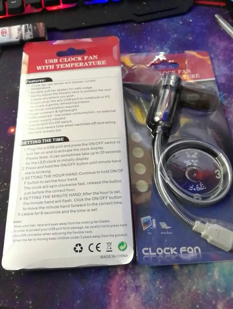 USB Fans Mini Time Display Creative Gft With LED Light New Cool Gadgets Products For Laptop PC Dropship 2025 - Xlam