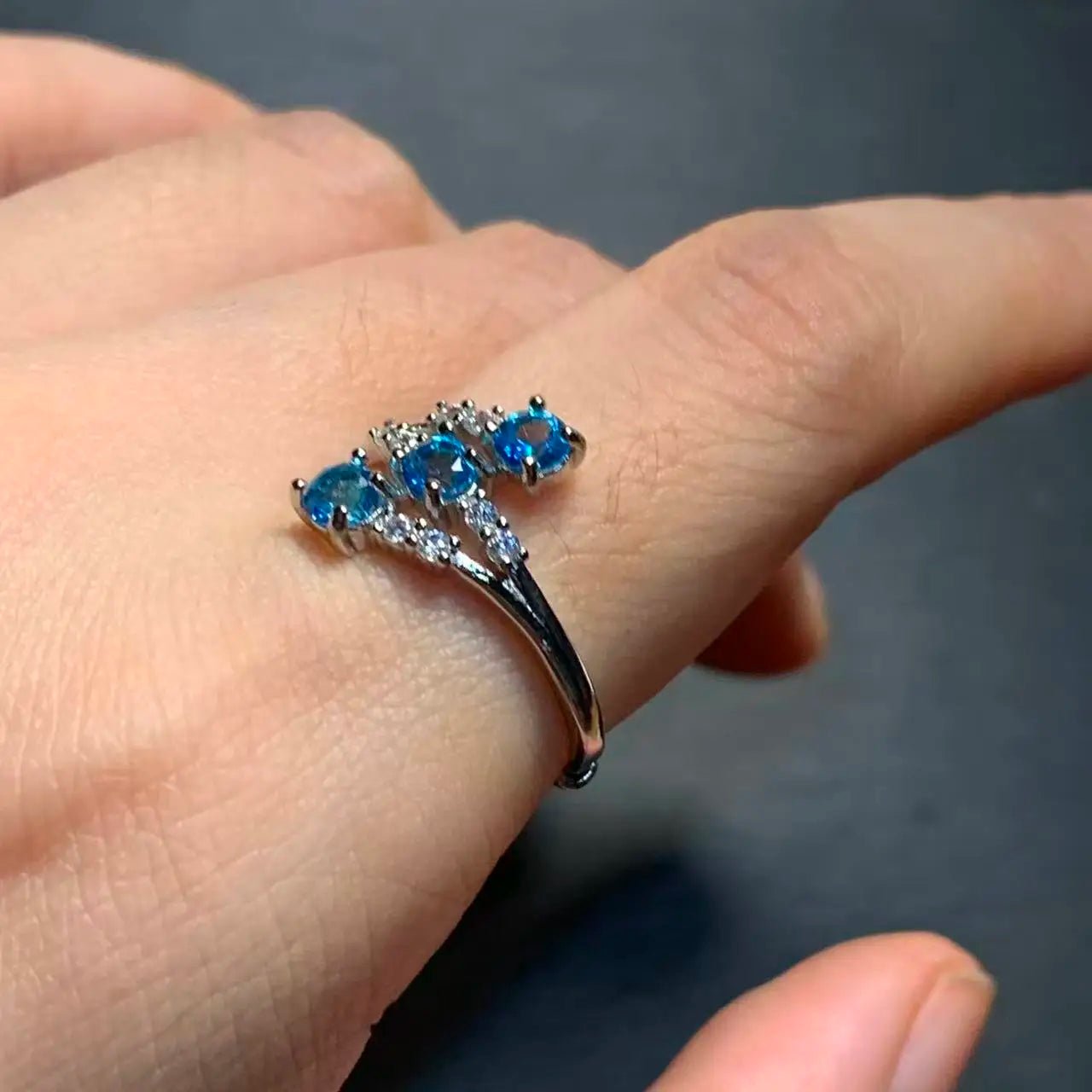 Vintage Natural Blue Topaz Ring For Women Copper Simple Fine Jewelry Stone Gemstone Classic Style - Xlam