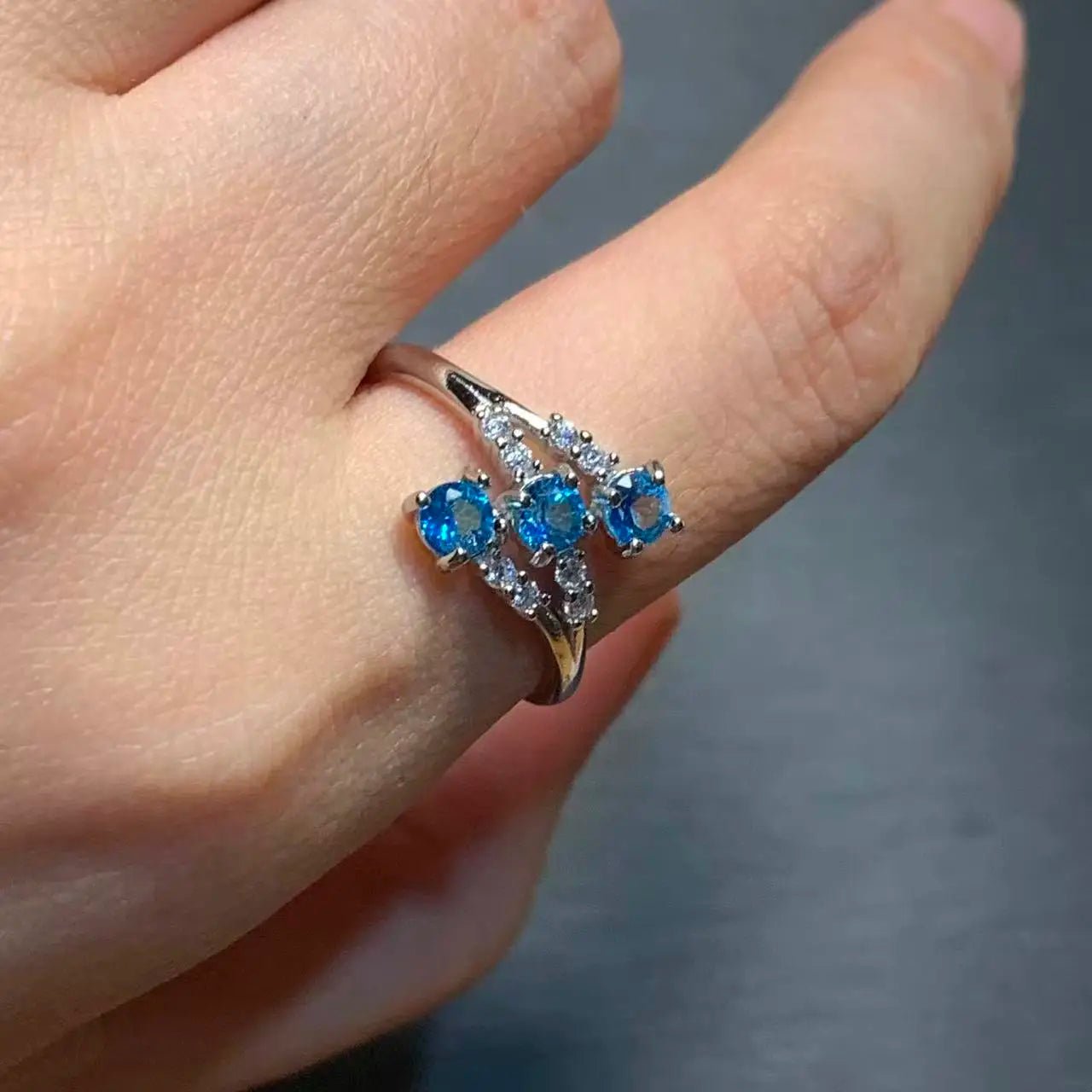Vintage Natural Blue Topaz Ring For Women Copper Simple Fine Jewelry Stone Gemstone Classic Style - Xlam