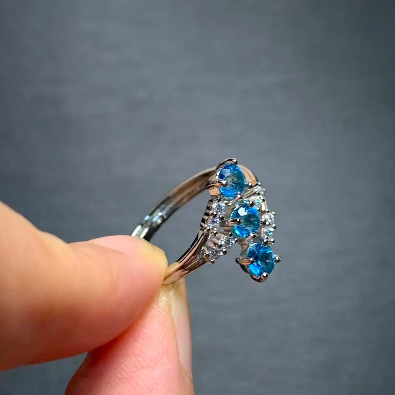 Vintage Natural Blue Topaz Ring For Women Copper Simple Fine Jewelry Stone Gemstone Classic Style - Xlam
