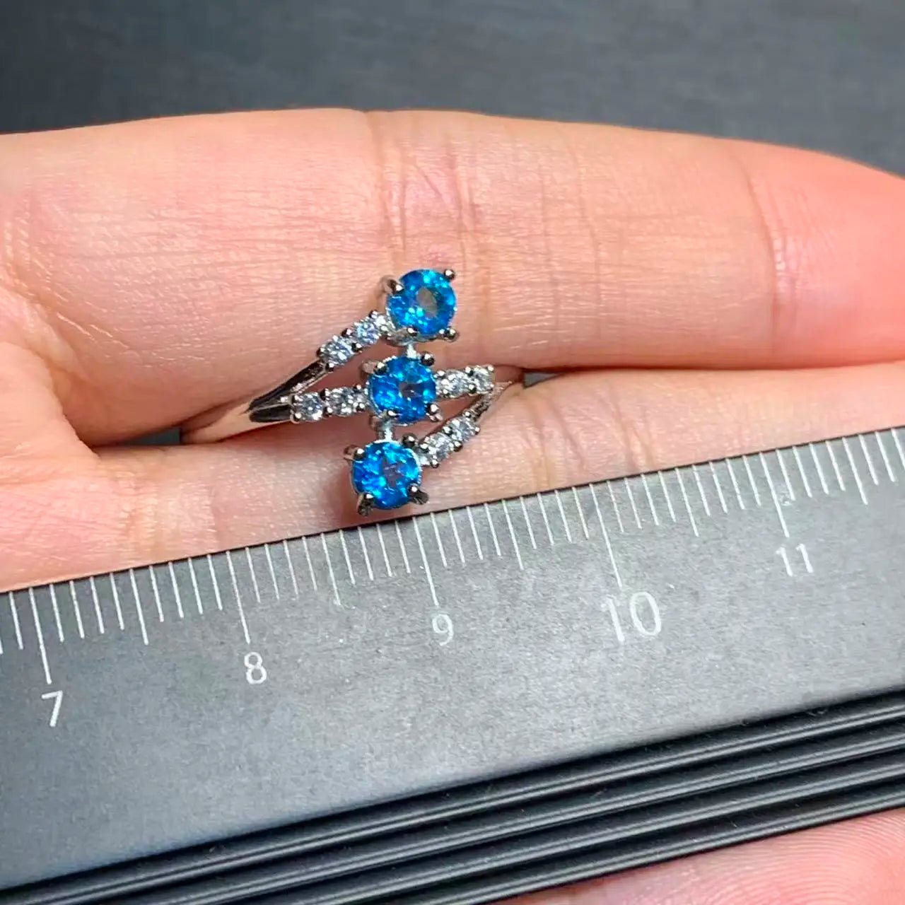 Vintage Natural Blue Topaz Ring For Women Copper Simple Fine Jewelry Stone Gemstone Classic Style - Xlam