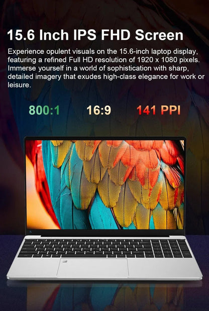 15.6 inch Laptop Computer Intel Celeron N4000 Notebook PC Fingerprint Unlock Windows 11 Pro 16GB RAM 1TB SSD 1920*1080P Laptops - Xlam