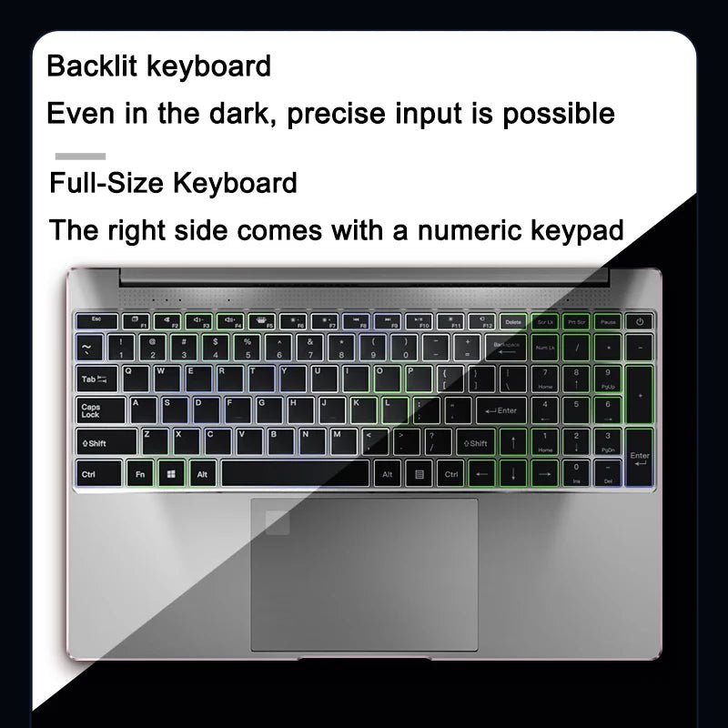 2025 New 15.6" Lightweight Laptop N95 32GB+2048GB FHD IPS Display 7500mAh Battery Backlit Keyboard Fingerprint Unlock - Xlam