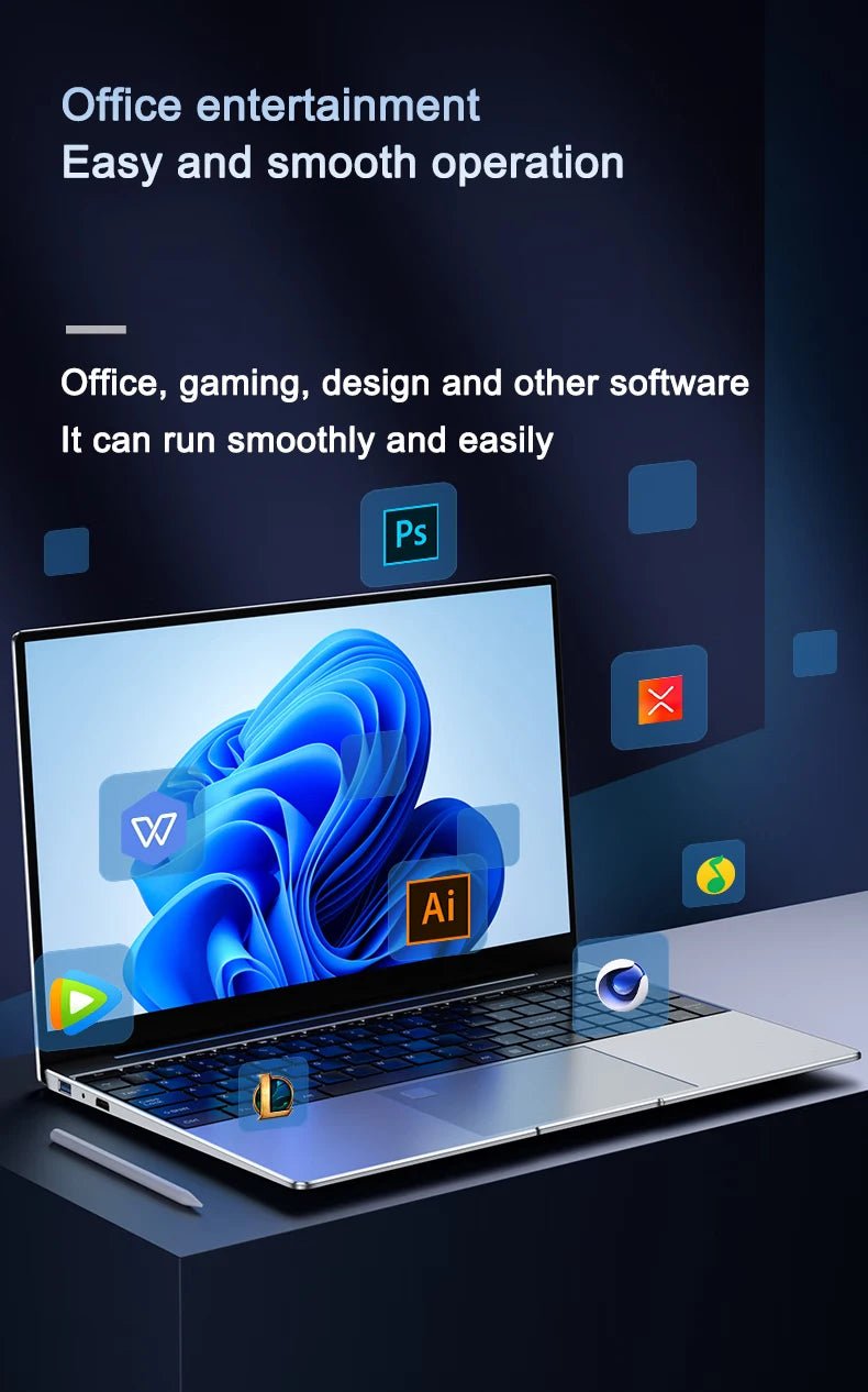 2025 New 15.6" Lightweight Laptop N95 32GB+2048GB FHD IPS Display 7500mAh Battery Backlit Keyboard Fingerprint Unlock - Xlam