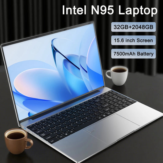 2025 New 15.6" Lightweight Laptop N95 32GB+2048GB FHD IPS Display 7500mAh Battery Backlit Keyboard Fingerprint Unlock - Xlam