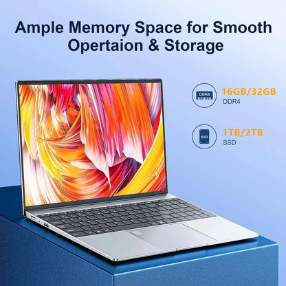 2025 New 15.6" Lightweight Laptop N95 32GB+2048GB FHD IPS Display 7500mAh Battery Backlit Keyboard Fingerprint Unlock - Xlam