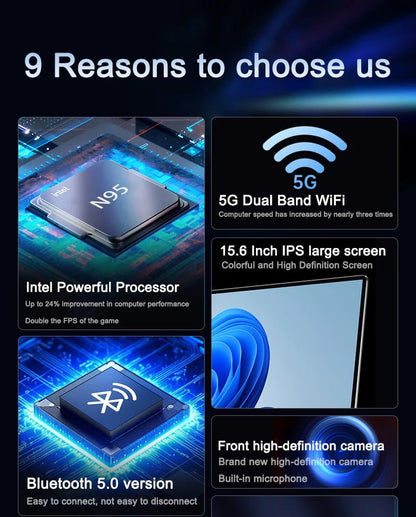 2025 New 15.6" Lightweight Laptop N95 32GB+2048GB FHD IPS Display 7500mAh Battery Backlit Keyboard Fingerprint Unlock - Xlam