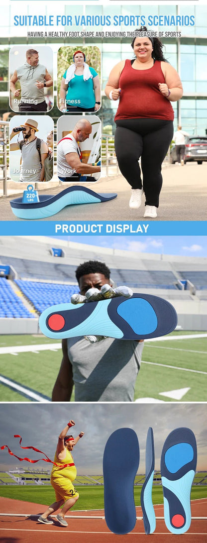220+lbs Plantar Fasciitis Relief Insoles High Arch Support Absorb Shock Distribute Pressure Perfect for Work Boot Orthotics - Xlam