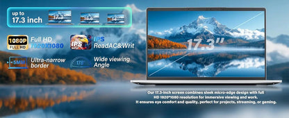 ACEKAMAS 17.3" Laptop Computer Windows 11 Pro Intel N5095 Fingerprint Office Laptops 16GB RAM 1TB SSD Portable Notebook PC Gamer - Xlam