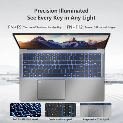 ACEKAMAS 17.3" Laptop Computer Windows 11 Pro Intel N5095 Fingerprint Office Laptops 16GB RAM 1TB SSD Portable Notebook PC Gamer - Xlam