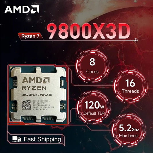 AMD Ryzen 7 9800X3D 4.7GHz 8 - Core 16 - Thread R7 9800X3D Socket AM5 4NM L3=96M Processor 120W DDR5 No Fan - Xlam