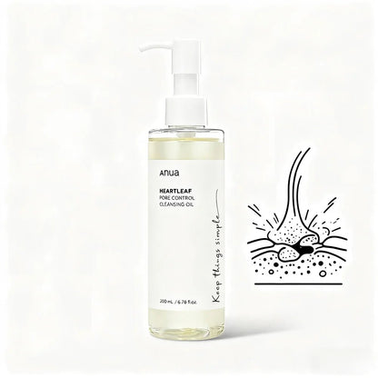 Anua Heartleaf Pore Control Cleansing Oil, Cleansing Oil for Oily Skin, Deep Cleansing Makeup Remover, Korean Skincare - Xlam