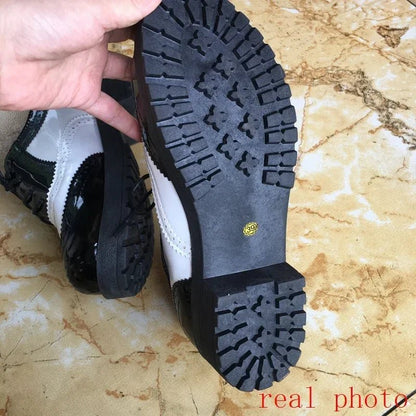 British style women brogue shoes cross tied mixed color round toe wingtip oxfords casual footwear sapatos chaussures - Xlam