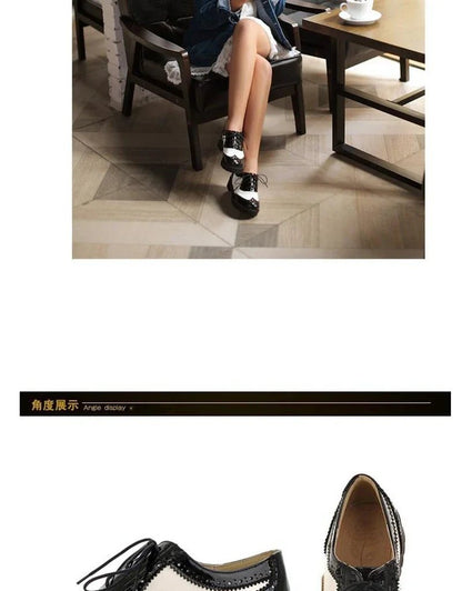 British style women brogue shoes cross tied mixed color round toe wingtip oxfords casual footwear sapatos chaussures - Xlam