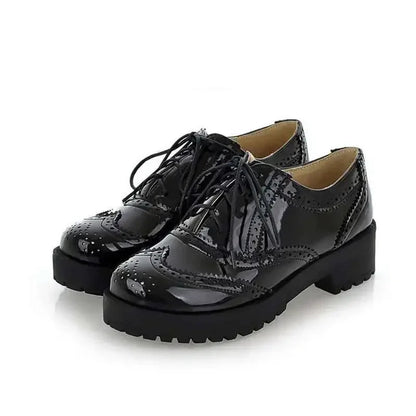 British style women brogue shoes cross tied mixed color round toe wingtip oxfords casual footwear sapatos chaussures - Xlam