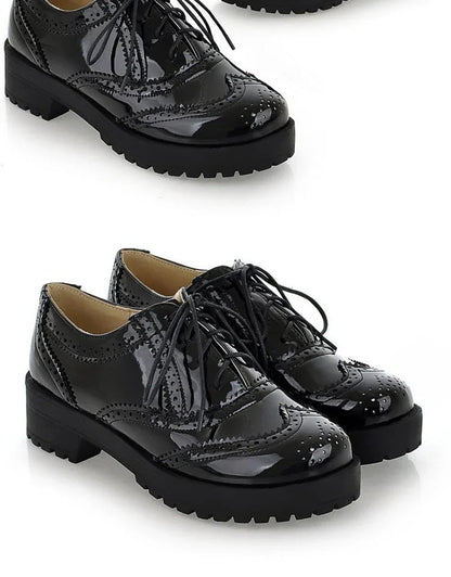 British style women brogue shoes cross tied mixed color round toe wingtip oxfords casual footwear sapatos chaussures - Xlam