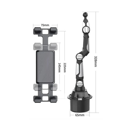 Car Mobile Phone Stand 360 - degree Rotation Adjustable Arm Universal Car Cup Holder Tablet & Phone Mount for IPad Pro - Xlam