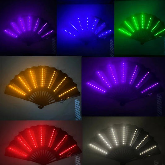 Glow Folding Led Fan Dancing Light Fan Night Show Halloween Christmas Rave Festival Accessories Glow In The Dark Party Supplies - Xlam