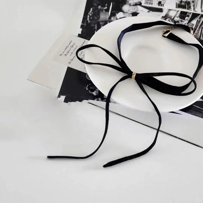 Gothic Bows Pendant Necklace Adjustable Velvets Chains Choker Elegant Braideds Bows Neckchain Jewelry for Women Girls - Xlam