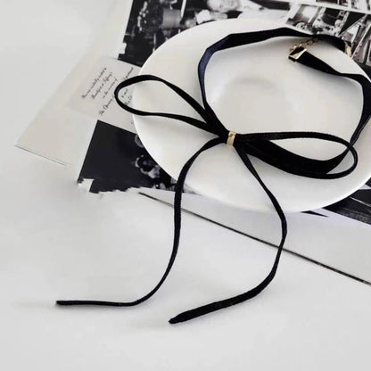 Gothic Bows Pendant Necklace Adjustable Velvets Chains Choker Elegant Braideds Bows Neckchain Jewelry for Women Girls - Xlam