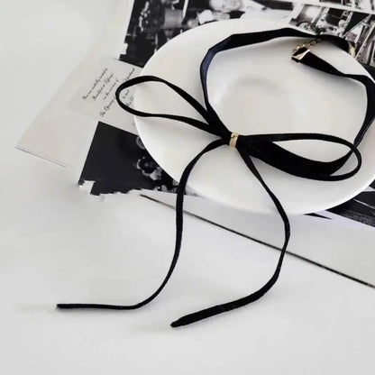 Gothic Bows Pendant Necklace Adjustable Velvets Chains Choker Elegant Braideds Bows Neckchain Jewelry for Women Girls - Xlam