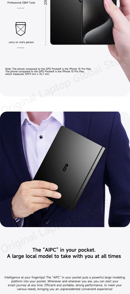 GPD Pocket 4 2025 AMD AI 9 HX 370 32GB/64GB RAM 2TB/4TB SSD 8.8 - inch 2.5K resolution 144 Hz refresh rate mini laptop - Xlam