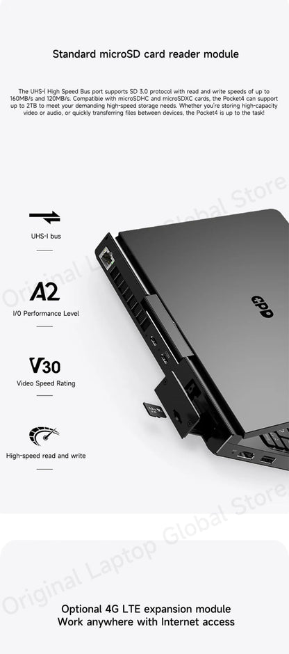GPD Pocket 4 2025 AMD AI 9 HX 370 32GB/64GB RAM 2TB/4TB SSD 8.8 - inch 2.5K resolution 144 Hz refresh rate mini laptop - Xlam