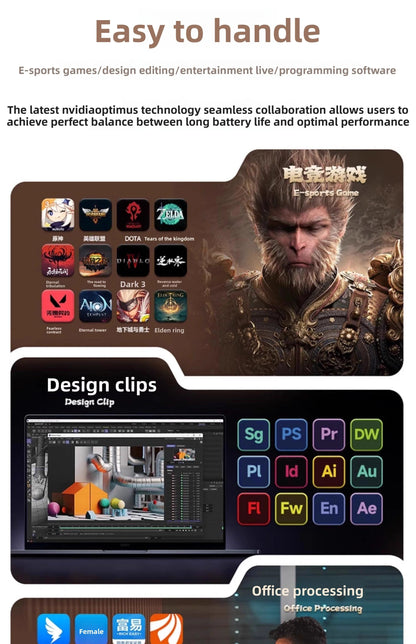 Laptop Thin Office E - sports High Configuration Unique Display Game Book Portable Ultra - thin Portable Business Home Work - Xlam