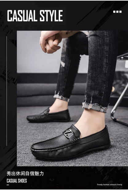 Luxury Brand Comfortable Men Moccasins Soft Male Driving Shoes Fashion Leather Men Casual Shoes Slip on Italian Formal Loafers - Xlam