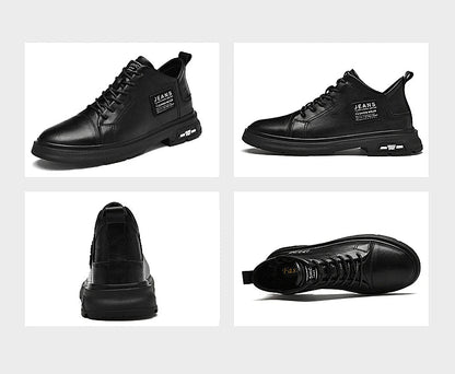 Men Genuine Leather Heightening Shoes Comfort Lace Up Casual Elevator Shoes Commerce Breathable Height Increase Insole 8CM Sport - Xlam