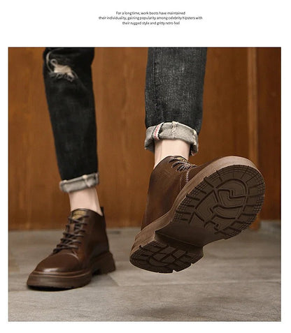 Men Genuine Leather Heightening Shoes Comfort Lace Up Casual Elevator Shoes Commerce Breathable Height Increase Insole 8CM Sport - Xlam