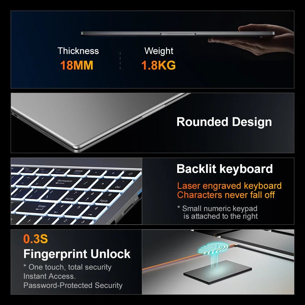 Ninkear A15 Pro Laptop 16GB 1TB AMD Ryzen 5 7430U 16 inch 120Hz 2560*1600 Display Screen Fingerprint Unlock Notebook Computer - Xlam