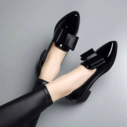 Pointed Toe Women Flats Shoes Bow Women Shoes Patent Leather Casual Single Summer Ballerina Women Shallow Mouth Shoes - Xlam