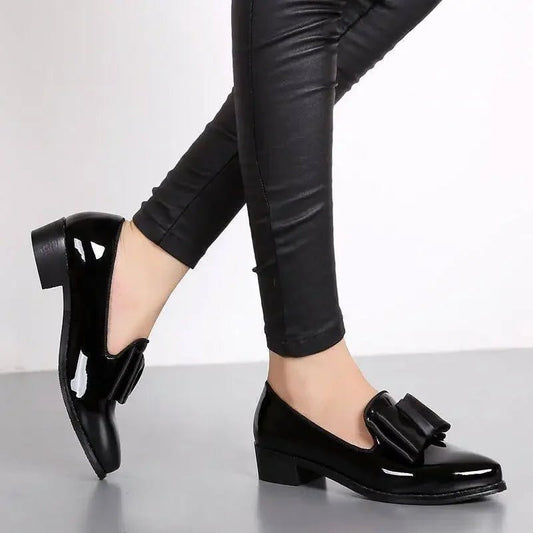 Pointed Toe Women Flats Shoes Bow Women Shoes Patent Leather Casual Single Summer Ballerina Women Shallow Mouth Shoes - Xlam